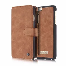 Carteiras 2 em 1 carteira Capa de Telefone para iPhone 6 Plus / 6s Plus, Genuine LeatherPropection Capa com Bolsa de Dinheiro com zíper e suporte de cartão1