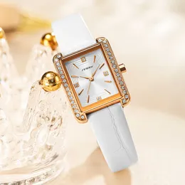 Sinobi 2021 Ny ankomst Luxury Women's Klockor Elegant Rektangel Diamant Vattentät Armbandsur Klocka Montre Femme Lover Gifts Q0524