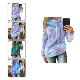 Kvinnors tröjor ActiveWear Stylish Christmas Patchwork Sweatshirt Lady Women Hoodie Turtleneck för festival