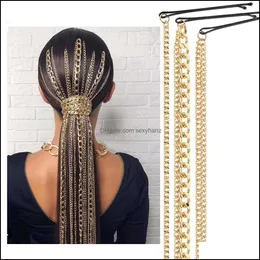 Clip Barrettes GioielliParrucca Estesa Artiglio d'oro Catene di gioielli Catena di clip Fornitura diretta Copricapo di moda Nappa Aessori per capelli Consegna a goccia