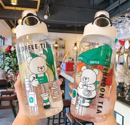 Den senaste 30.5oz sommar plastmjölk kaffe mugg, tecknad björnlås, olika stilar av vattenkoppar, support anpassad logotyp