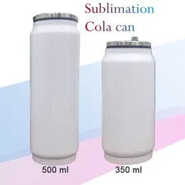 White sublimation cola tumblers 12oz/350ml 17oz/500ml blank stainless steel Double wall heat transfer vacuum insulated portable tea milk water drinking bottle & can