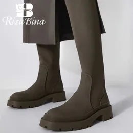 Rizabina Size 35-40 Kobiety Kolano Buty Moda Platforma Casual Winter Buty Dla Kobiet Sztuki Dowiedzmy Długie Obuwie Buty 210911