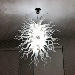 ホワイトカラーペンダントランプハンドブロームラノガラスLEDシャンデリアヴィラアート装飾屋内照明リビングルームカスタム70×80 cm