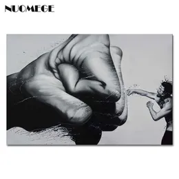 NUOMEGE Black and White Boxer Picture Canvas Paintings Print Wall Pictures Creative Decorative Painting Home Decor Poster Art X0726