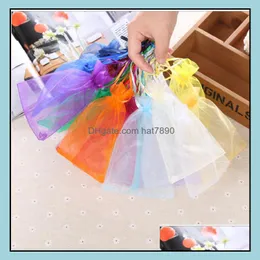 Pouches, Bags & Display Organza Gift Dstring Bag 7X9Cm 9X12Cm 12X17Cm 15X20Cm 20X30Cm Glasses Makeup Jewelry Packaging Pouch Candy Favor Sac