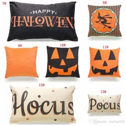 Halloween Sofa Kissenbezug Polyester Kissenbezug 18x18 Zoll Kürbis Briefdruck Kissenbezug Kissenbezug Party Dekoration Geschenk XVT0572