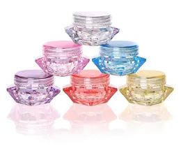 8 colors transparent Travel Cosmetic Empty Jars Plastic Diamond Shape Refillable Face Cream Subpackage Box Colorful Sample Sack Storage Case 3g 5g Container