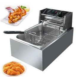 Latest hot saleStainless Steel Electric Deep Fryer with Basket 6L 2500W Commercial Use Fryer Temperature Controller Food Fried Machine