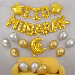 27st / set eid mubarak ballonger helium latex ballong Anniversaire party dekoration globohjälp Mubarak dekoration 211216