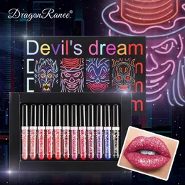 Läppglans Halloween Glaze Set 12 Färger Sexiga Kvinnor Läppstift Vattentät Långvarig Fuktig Levande Färgglada LipGloss Makeup