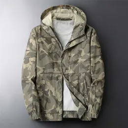 Camouflage Hooded Jacket Men's Spring Korean Outdoors Casual Streetwear Male Breathable Military Camouflage Windbreakers 211103