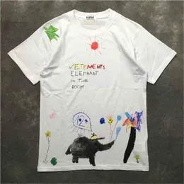 Nowość Mężczyźni Vetements Elephant T Koszulki T-shirt Hip Hop Skateboard Street Cotton T-shirty Tee Top Kenye S-XXL # K17 210716