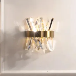 Crystal wall light fixture bedroom beside gold wall lamps AC 90-260V bathroom led wall sconce