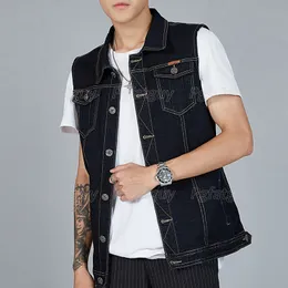 Plus Storlek 8XL 7XL 6XL Mäns Denimvästar Ärmlös Cowboy Jackor Tank Top Coat Chubby Men Waistcoat Gilet Chalecos Para Hombre