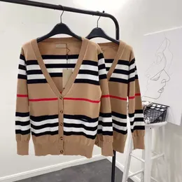 Women's sweater spring and autumn fashion loose classic striped long-sleeved knitted cardigan thin jacket