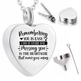 Heart-shaped cremation jewelry pendant stores a small amount of souvenirs ashes urn to commemorate family or pets