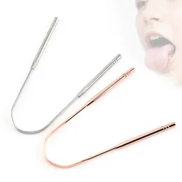 Oral Stainless Steel Tongue Scraper Rose Gold Silver Banishes Bad Breath And Maintains Gum Hygien U shape Tongues Scraping Brush Tools