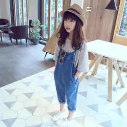 Clothing Sets Arrival Autumn Casual Children's Baby Girls Fashion Clothes Solid Color Pullover Denim Overalls 2 Pieces/set Ropa