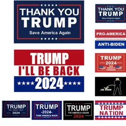 I lager 3 * 5 ft tack Trump Banner Flaggor 2024 Jag kommer tillbaka Presidential Valflagga Grossist