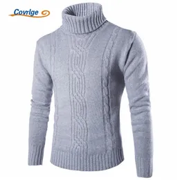 Covrlge Male Sweater Pullover Slim Warm Solid High Lapel Jacquard Hedging British Herrkläder Mens Turtleneck MZM030 211109