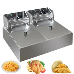 Electric Deep Fryer Multifunction Commercial Stainless steel Grill Oven Chicken French Fries Oil Frying Machine Hot Pot 6L