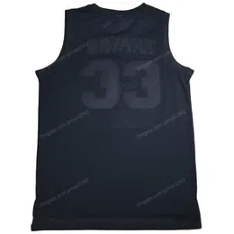 Neue Ankunft All Black Herren Vintage Bryant Lower Merion High School Basketball -Trikots genähte Hemden