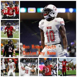 Niestandardowy Północny Illinois Huskies Niu College Football Jersey 56 mil Baggett 57 Rayshawn Gay 6 Cj Brown 70 Marques Cox Kobiety Młodzież Zszyty