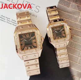 Męskie kobiety Square Diamenty Zegarek Klasyczny Roman Numer Data Data Zegarek 40mm 32mm Wszystkie Wodoodporne Ze Stali Nierdzewnej Super Zegarek Jasny Orologio di Lusso