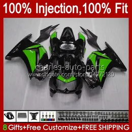 Wstrzyknięcie dla Kawasaki Ninja Green Grey ZX250R EX250R ZX-250 ZX 250R 13HC.153 ZX250 2008 2009 2011 2012 2012 EX250 08 09 10 11 12 Owalnia