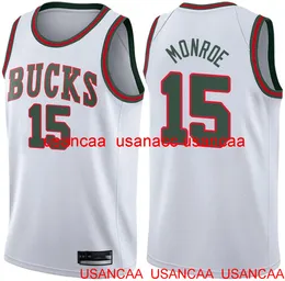 Сшитый № 15 Monroe Classic Jersey Basketball Men Men Women Yours Basketball Jersey XS-5XL 6xl