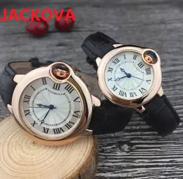 relógios masculinos de movimento de quartzo de designer de luxo, relógios de pulso femininos automáticos de couro genuíno de alta qualidade automáticos Iced Out para casais romanos