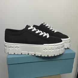 2021 Women Designer Wheel Cassetta Platform Black White Shoes Flat Sneakers Canvas Lace-up Outdoor Trainer With Box 261