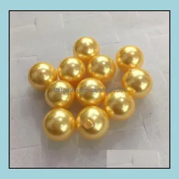 Pearl Loose Beads Jewelry 8-16mm Golden Perfect Circle Deep Sea Mother Shell Half Hole Drop Delivery 2021 3PFKO