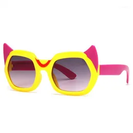 Милые ультрафиолетовые очки для защиты от ультрафиолетовых очков рога мода мультфильм анимация девушка модный детский мальчик очки пляж солнцезащитные очки1