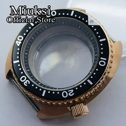 Cassa dell'orologio in oro rosa da 45 mm, vetro zaffiro, lunetta nera, anello capitolo nero, movimento NH35 NH36