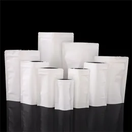 White Kraft Paper Bags Resealable Food Bag Aluminum Foil Lining Packing Pouch Stand Up Storage Bags for Tea Snack