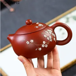 Chinese new Teapot Pure Handmade Plum blossom Xi Shi Pot Purple Clay Tea set kettle 188 Ball Hole filter 240ml2960