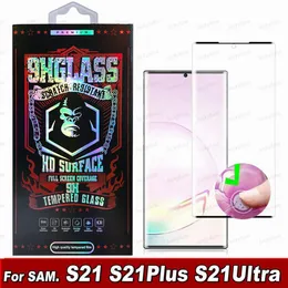 3D Curved Tempered Glass Telefon Skärmskydd för Samsung Galaxy S21 S20 Not20 Plus Ultra S10 S8 S9 LG G9 Moto Edg Glasögon i Retail Box