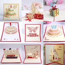 10 stilar blandade 3d grattis på födelsedagen kaka popup välsignelse hälsningskort handgjorda kreativa festliga parti leveranser