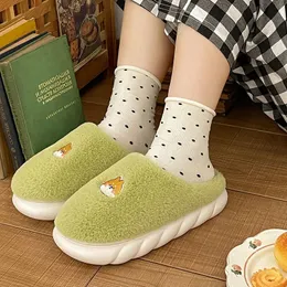 Ladies cotton slippers with thick soles for comfortable massage room fleece to keep warm and prevent sliding at home