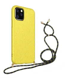 Custodia in silicone ecologica per iPhone 13 12 11 Pro Max X XS Max XR 8 7 6 Plus Samsung Cordini Collana a tracolla Corda Corda Cover posteriore