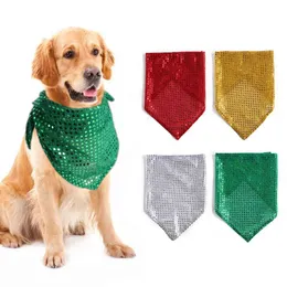 4 Color Shiny Sequin Design Dog Bandana Collars Bibs Scarf Collar Adjustable Pet Sequined Soft Mesh Waterproof Saliva Towel for Small to Large Dogs Puppy Cat A128