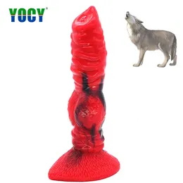 ヨシー動物ディルドカラーシリコン玩具リアルなオオカミの偽の陰茎アダジャストホルダーオナニーセックス女性のためのセックス