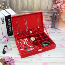 NEW Fashion Style Leather Jewelry Storage Box Woode Storage Box For Girls,Necklace Rings Etc Makeup Organizer,boite 2150 V2