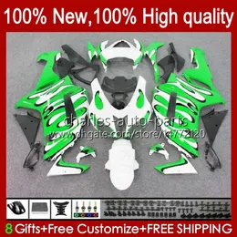 Motorradverkleidungen für KAWASAKI NINJA ZX600C ZX-600 ZX 6R 600CC 6 R ZX636 07-08 Karosserie 10No.43 ZX-636 600 CC ZX6R 07 08 ZX600 ZX 636 ZX-6R 2007 2008 Bodys Kit grüne Flammen