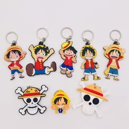 20 ST Tecknad designers Figur One Piece Nyckelring Mjuk PVC 3D Dubbelsidig Anime Nyckelring Nyckelring Barn Prydnadssak Nyckelhållare Party Present