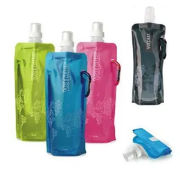 Neu Kommen Faltbare Outdoor-Sport Wasser Tasche 480ML PVC Zusammenklappbare Wasser Flasche Umwelt Eis Taschen Wasserkocher