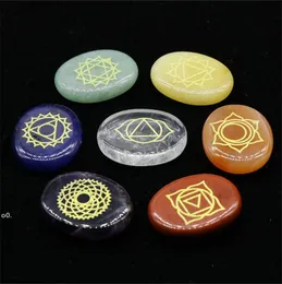 Natural Chakra Stone Set Cristais de Cura, Pedra Palma Polida, Meditação, Reiki, Energia Lle11959