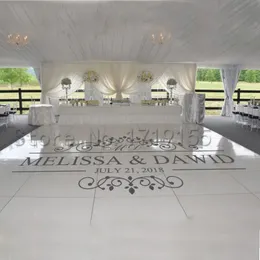 Wedding Dance Floor Vinil Decalque Nome Personalizado Data de Parede Adesivos Casamento Sinais Porta janela Porta Personalizado Removível Mural Diyzw420 210308